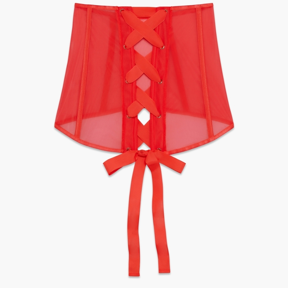 Np Longer Avil NIP SAVAGEXFENTY Sheer X Skirt in Dark Pink/Orange/Red size M - Picture 4 of 9